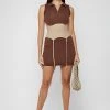 Woman Dresses Polo Dress With Suspender Corset - Brown/Beige