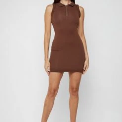 Woman Dresses Polo Dress With Suspender Corset - Brown/Beige