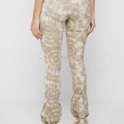 Woman Leggings Printed Tie Up Leggings - Beige