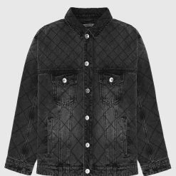 Woman Jackets Quilted Denim Jacket - Washed Black