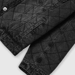 Woman Jackets Quilted Denim Jacket - Washed Black