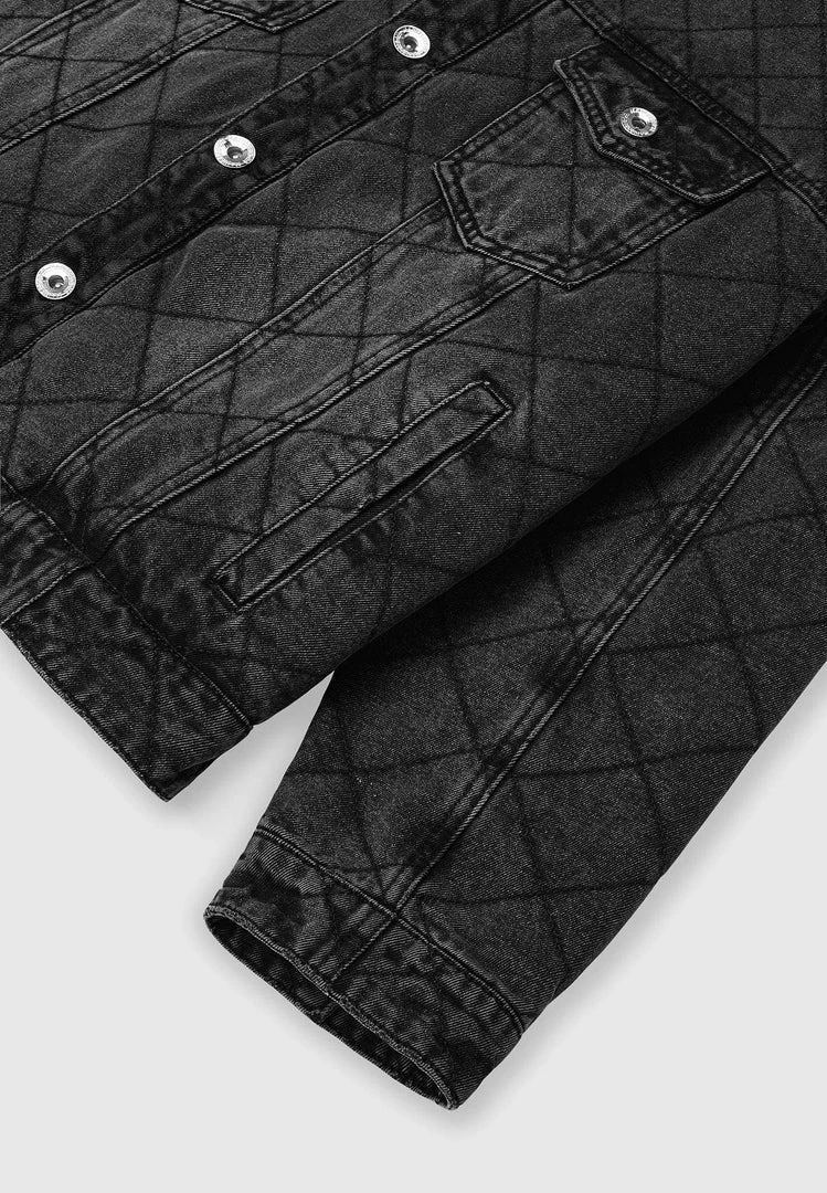 Woman Jackets Quilted Denim Jacket - Washed Black