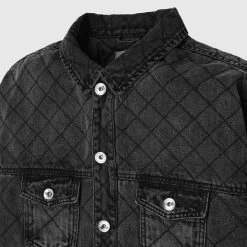 Woman Jackets Quilted Denim Jacket - Washed Black