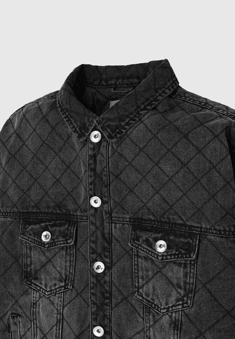 Woman Jackets Quilted Denim Jacket - Washed Black