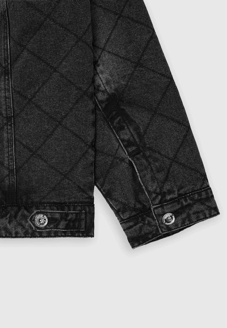 Woman Jackets Quilted Denim Jacket - Washed Black