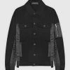 Man Jackets Ruched Satin Denim Jacket - Black