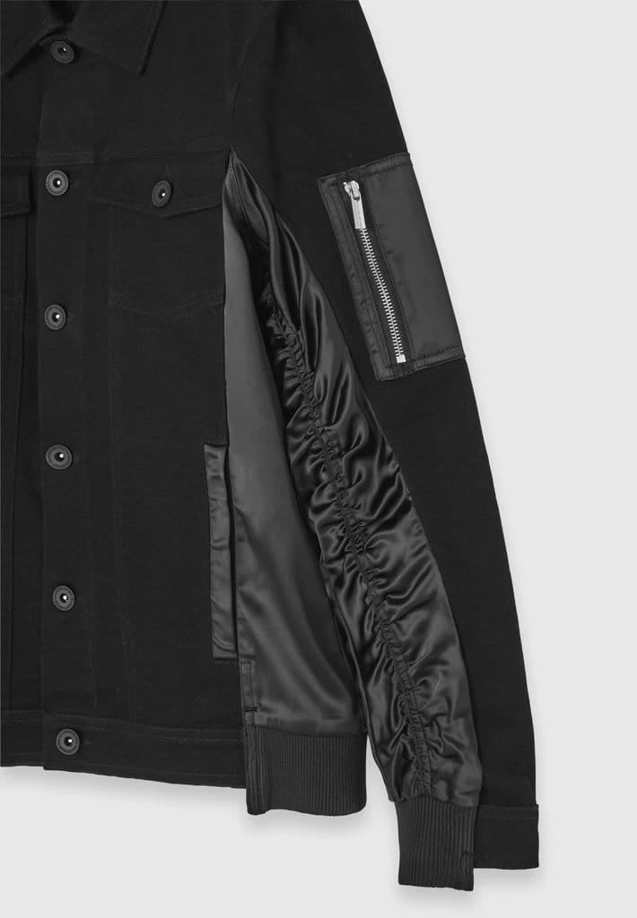 Man Jackets Ruched Satin Denim Jacket - Black