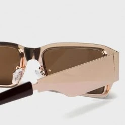 Accessories Rectangle Stainless Steel Sunglasses - Gold