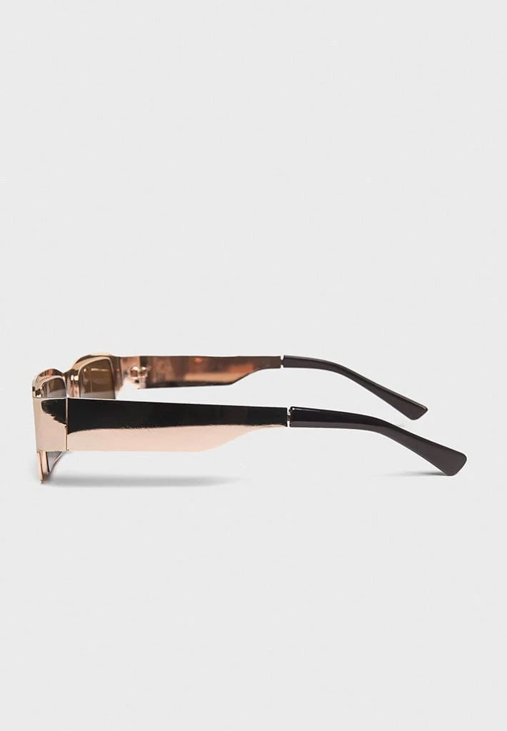 Accessories Rectangle Stainless Steel Sunglasses - Gold