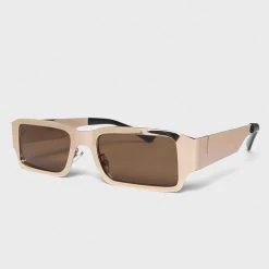 Accessories Rectangle Stainless Steel Sunglasses - Gold
