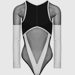 Woman Tops BODYSUITS Reflective High Leg Effect Bodysuit - Black