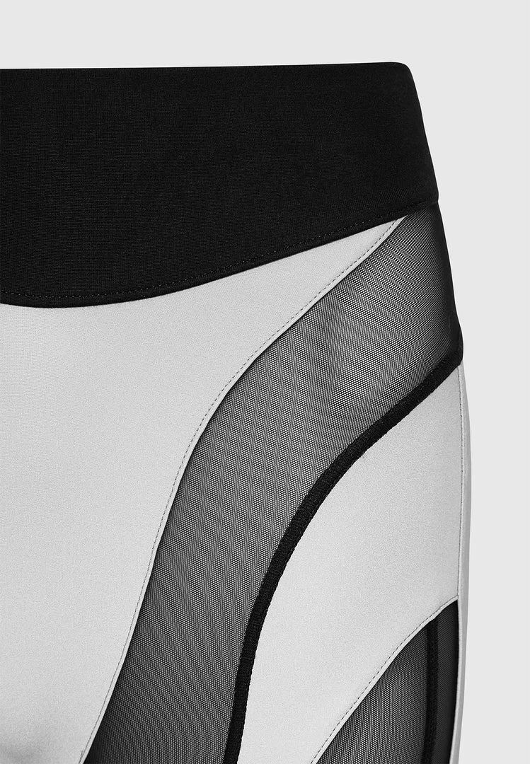 Woman Leggings Reflective Spiral Mesh Leggings - Black