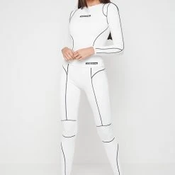Woman Tops Reflective Piped Bodysuit - White