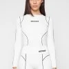 Woman Tops Reflective Piped Bodysuit - White