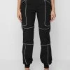 Woman Trousers CARGO PANTS & JOGGERS Reflective Piped Cargo Pants - Black