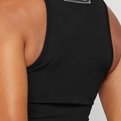 Woman Tops Reflective Piped Crop Top - Black TOPS & T SHIRTS