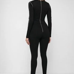 Woman Jumpsuits JUMPSUITS & PLAYSUITS Reflective Piped Jumpsuit - Black