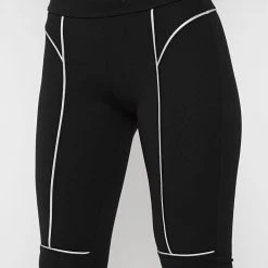 Woman Leggings Reflective Piped Leggings - Black