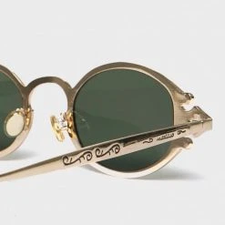 Accessories Retro Oval Sunglasses - Gold/Green