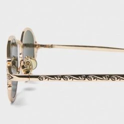 Accessories Retro Oval Sunglasses - Gold/Green