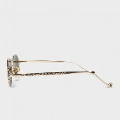 Accessories Retro Oval Sunglasses - Gold/Green