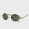 Accessories Retro Oval Sunglasses - Gold/Green