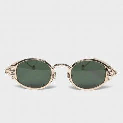 Accessories Retro Oval Sunglasses - Gold/Green