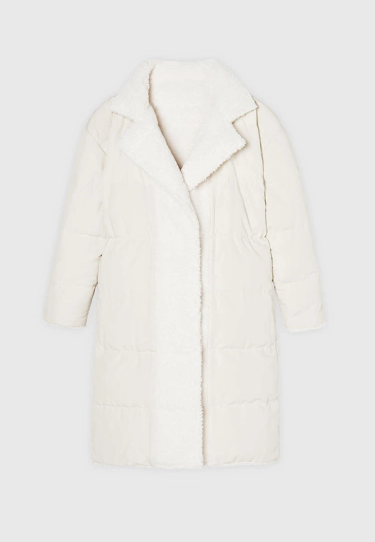 Woman Coats Reversible Borg Longline Puffer Coat - Beige OUTERWEAR