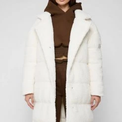 Woman Coats Reversible Borg Longline Puffer Coat - Beige OUTERWEAR