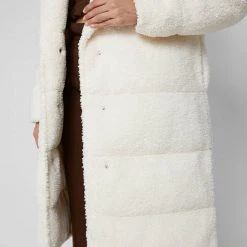 Woman Coats Reversible Borg Longline Puffer Coat - Beige OUTERWEAR