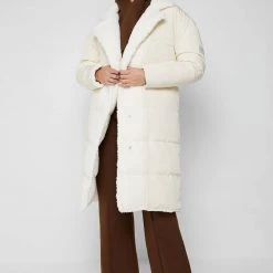 Woman Coats Reversible Borg Longline Puffer Coat - Beige OUTERWEAR