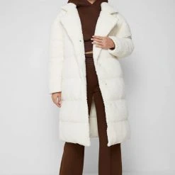 Woman Coats Reversible Borg Longline Puffer Coat - Beige OUTERWEAR