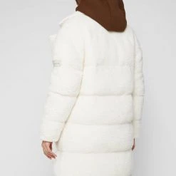 Woman Coats Reversible Borg Longline Puffer Coat - Beige OUTERWEAR