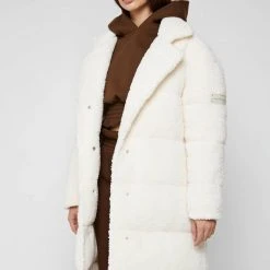 Woman Coats Reversible Borg Longline Puffer Coat - Beige OUTERWEAR