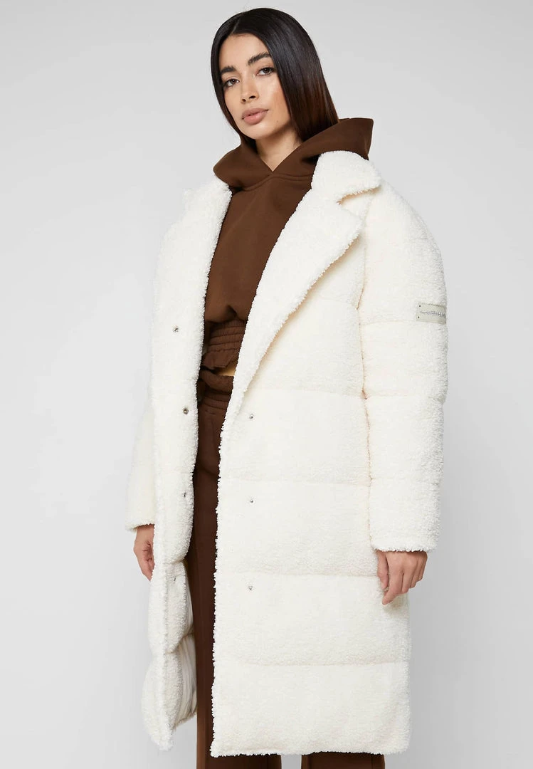 Woman Coats Reversible Borg Longline Puffer Coat - Beige OUTERWEAR