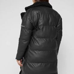 Woman Coats Reversible Borg Longline Puffer Coat - Black