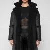 Woman Coats Reversible Borg Longline Puffer Coat - Black