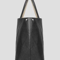 Woman Accessories Reversible Vegan Leather Shopper Tote Bag - Black/Beige