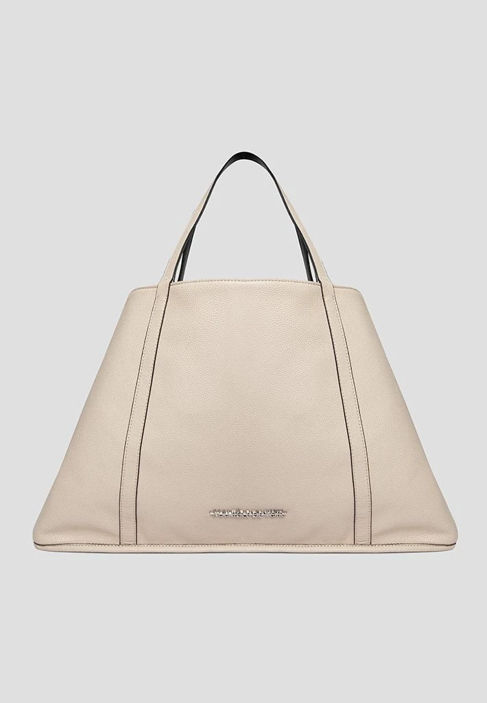 Woman Accessories Reversible Vegan Leather Shopper Tote Bag - Black/Beige