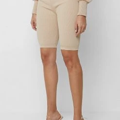 Woman Shorts CO-ORDS Ribbed Cycling Shorts - Beige