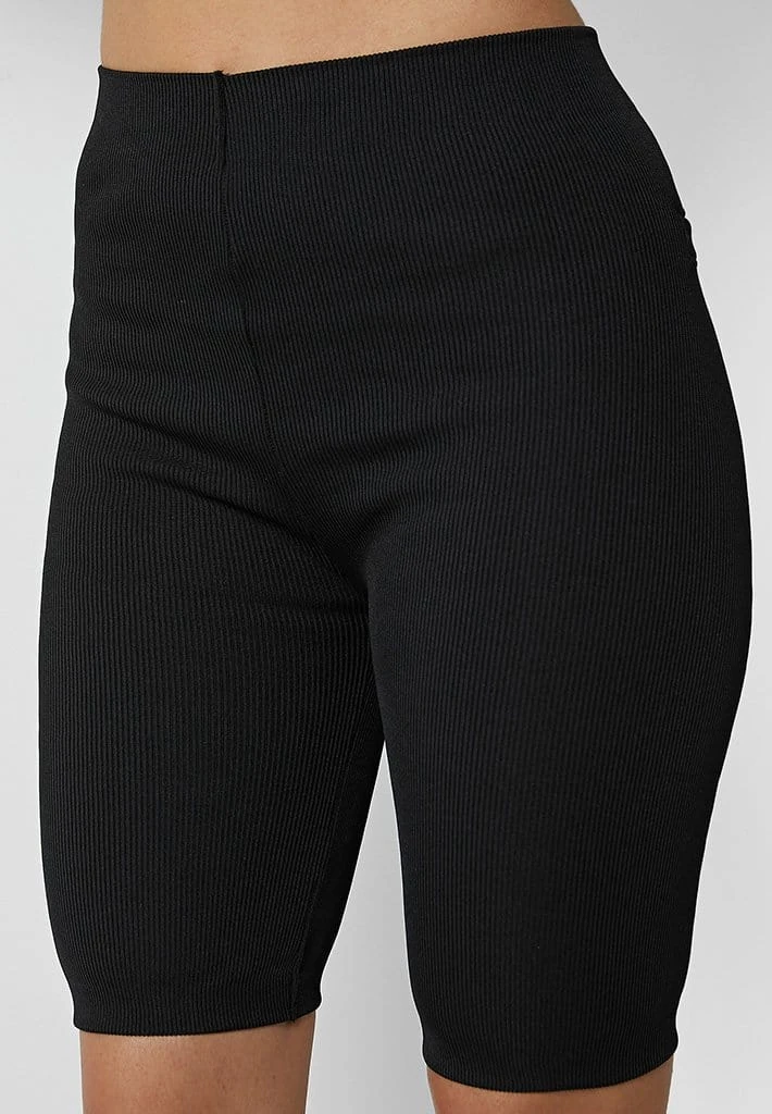 Woman Shorts Ribbed Cycling Shorts - Black CO-ORDS