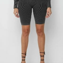 Woman Shorts CO-ORDS Ribbed Cycling Shorts - Washed Grey