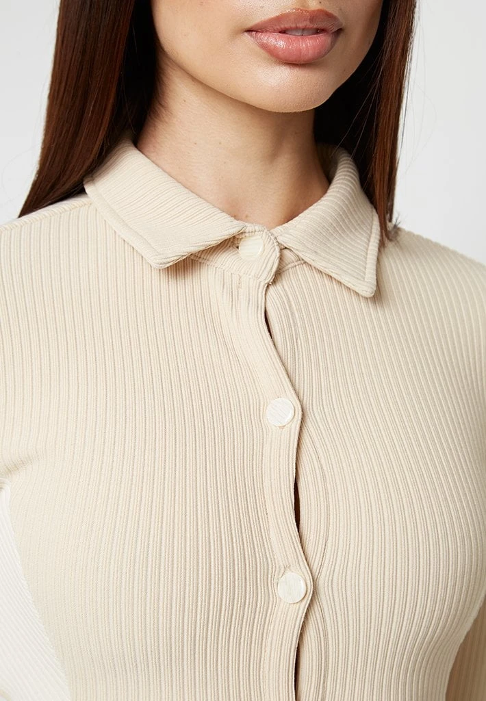 Woman Tops TOPS & T SHIRTS Ribbed Longline Cardigan - Beige