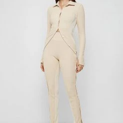 Woman Tops TOPS & T SHIRTS Ribbed Longline Cardigan - Beige