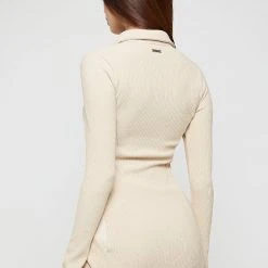 Woman Tops TOPS & T SHIRTS Ribbed Longline Cardigan - Beige