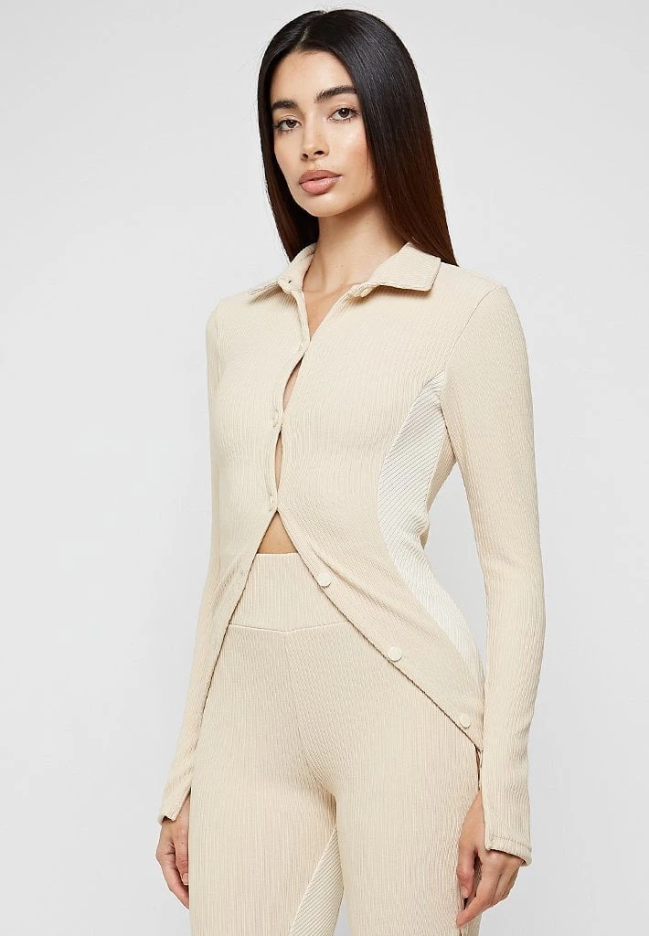 Woman Tops TOPS & T SHIRTS Ribbed Longline Cardigan - Beige