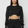Woman Tops Ribbed Underbust Crop Top - Black
