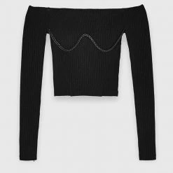 Woman Tops Rope Underbust Crop Top - Black