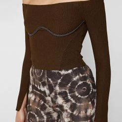 Woman Tops Rope Underbust Crop Top - Chocolate Brown TOPS & T SHIRTS