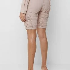 Woman Shorts Ruched Cycling Shorts - Dusty Pink CO-ORDS